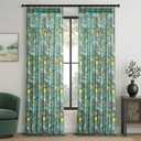 Sage Green Vintage Floral Linen Curtains 84 Inch Length 2 Panels for Living Room Bedroom Luxury Whimsical Lemon Hummingbird Patterned Semi Sheer Drapes Waverly Mid Century Colorful Home Deco