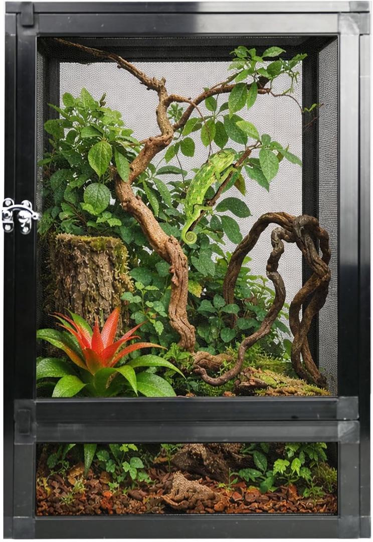 13 Gallon Reptile Enclosure 19"x13"x13" Mesh Chameleon Cage,Superior Ventilation Vertical Screen Tank for Chameleon,Crested Geckos,Leopard Geckos,Bearded Dragon,Lizards,Spider,Butterfly
