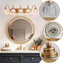Gold Vanity Light, Vintage Bathroom Light Fixtures, 5-Light Matte Antique Brass Finish with Crystal Glass Shade, Mid Century Style Wall Sconces for Bedroom, Living Room