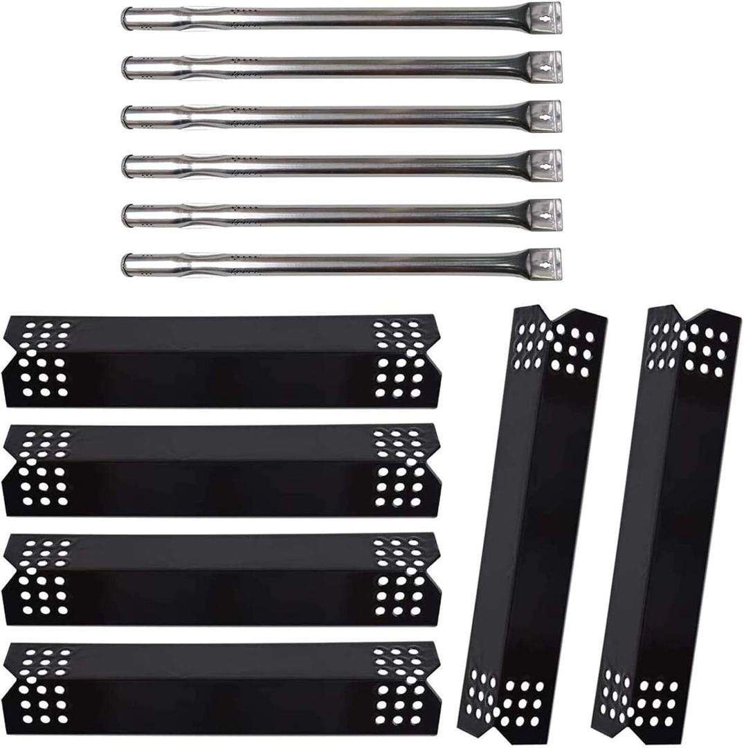 Replacement Parts for Nexgrill 720-0896B 720-0896C 720-0882A Grills, 6 Pack Stainless Steel Burner Tubes, Heat Plate Shields Flame Tamers Replacement for Nexgrill 720-0896, 720-0896C Gas Grills (Black)