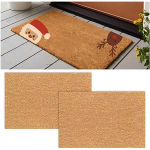 2 Pack Coir Doormat, 30x17 Inch Artificial Blank Door Mats for Crafting, Plain Door Mat for Painting, Welcome Mats for Indoor Outdoor Front Porch, Entryway, Non-Slip Rubber Backing