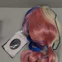 Pink and Blue Wig Cosplay Wigs for Women Long Curly Middle Part 26 Inch Heat Resistant Synthetic Wig for Halloween Costume Party Use