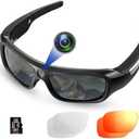 FlyGift 4K 2160P FHD Sports & Action Video Camera, Camera Sunglasses with UV400 Protection Polarized Lenses+Clear/Dazzle Yellow Lens for for Outdoor Sports(64GB TF Card Included)