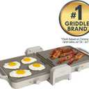 Bella 10"x 20" Ceramic Fold-n-Store Dual Temp Griddle, Fits-anywhere Kitchenware, EverGood Ceramic Nonstick Coating, 2 Temperature Zones up to 400F, Dishwasher Safe Drip Tray, 1500 Watt, Oatmilk