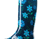 HISEA Women's Rain Boots Slim Calf Fashion Waterproof Garden Shoes Colorful Printed Rubber Boots Anti-Slipping Rainboots for Ladies Tall Knee High Outdoor Rain Shoes 8