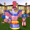 HZGDEJTG 4th of July 8ft Eagle Inflatable Decoration with Built-in LED Lights to Light up Your Yard for Outdoor and Indoor Parties to Celebrate Independence Day