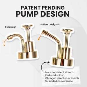 Molimoli (Upgraded Pump) Coffee Syrup Dispenser for Coffee Bar, Coffee Pump Dispenser, Glass Syrup Bottle w. Pump, 11.8 oz 350 ml, Set of 2, Gold