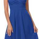GRACE KARIN Women's Sleeveless Wrap V-Neck A-line Bridesmaid Cocktail Party Dress (Blue), Large