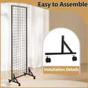 2 Pcs Standing Grid Panels Tower T Base Grid Wall Panels Display Racks Freestanding Vendor Events Display Racks Kit for Home Retail Trade Show Arts Craft Fair (Black)