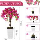 Artificial Bougainvillea Tree 4FT, Fake Silk Floral Tree with White Planter, Decorative Topiary Plant, Potted Faux Flower Tree for Home Porch Decor Indoor Outdoor