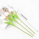 28 Pcs PU Faux Silk Artificial Tulipanes 13.5 Inches - Simulation Flowers for Spring Easter Celebration Mothers Day Brunch Table DecorWhite