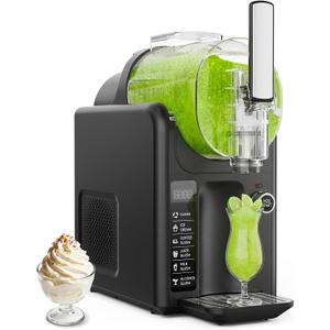 Slushie Machine & Ice Cream Maker Machine 2-IN-1, 6 Modes for Smoothies, Milkshakes, Cocktails, Margarita, and Ice Cream, No Ice Needed, Self-Cleaning, For Home Use