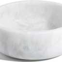 White Marble Dog Bowls, Non-Slip Dog Food Water Bowl Small, Heavy Duty Pet Bowl for Cats and Medium Dogs, Weighted African Natural Marble, Holds 4 Cups(5lbs) (Namib Fantasy)