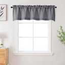Valance Curtains 18 Inch Length 1 Piece, Soft Airy Faux Linen Solid Small Window Curtains for Bathroom Basement, Modern Rod Pocket Design, 1 Pcs, Dark Grey, Each 60Wx18L Inch