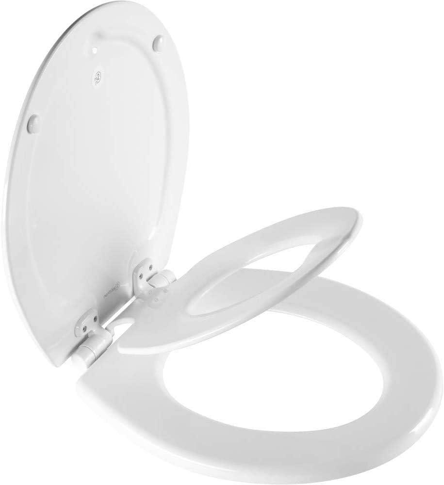 Mayfair NextStep2 Toilet Seat with Built-In Potty Training Seat, Slow-Close, Removable that will Never Loosen, Round, White