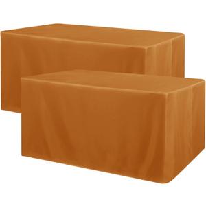 Obstal 2 Pack Table Clothes for 6 FT Rectangle Tables - Water Resistant Washable Fabric Polyester Rectangle Table Cover Protector for Wedding, Banquet and Trade Shows, 72L x 30W Inches, Bronze