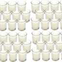 Hosley 48-Pack Ivory Unscented Votive Candles, Clear Glass, 10-12 Hr Burn, Hand-Poured, Ideal for Weddings, Parties, Aromatherapy, Holidays, Gifts