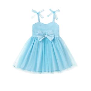 6T Little Girls Clothes Princess Birthday Tea Party Cake Smash Smocked Toddler Girl Graduation Dress Tutu Tulle Fairy Dresses for Girls Size 7 (Blue)