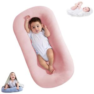 Baby Lounger, Bionic Design, Newborn to 24 Months, Soft Organic Cotton Breathable Lounger for Infants (Lovely Pink Lounger)