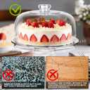 6-in-1 Multi-Functional Cake Stand with Dome Cover, BPA-Free Acrylic Serving Platter, Salad Bowl Divided Snack Tray, Shatterproof Dessert Display with Fork Spoon for Birthday Wedding Christmas Party