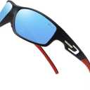 Bevi Polarized Sports Sunglasses Unisex TR90 Frame for Cycling Running Driving Fishing Golf Baseball Glasses (Blue)