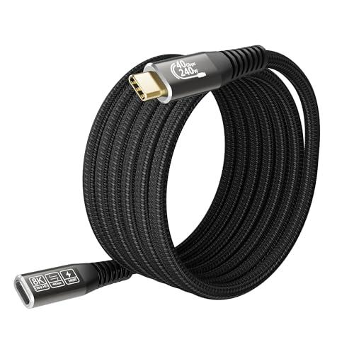 HOTUTUKI USB-C for Thunderbolt 4 Extension Cable 40Gbps Data Transfer, USB c Male to USB c Female Cable, 8K Display/PD 240W, Compatible with Thunderbolt 3/USB 4/3/SSD eGPU 2M/6.6FT