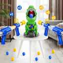 NIPLOOOW Dinosaur Shooting Toys for Kids 3-5 Years, Movable Target Shooting Games with 2 Air Pump Launcher, Interactive Competition Game Gift for Boys and Girls Ages 3 4 5 6 7 8 Years Old, Medium