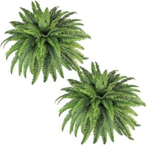 Artificial Ferns for Outdoors & Indoors, 45in Large Fake Ferns Plants with 55 Fronds & Fiddlehead - 2 Stems Looks Real Faux Fern Greenery for Porch Garden Home Office Decor