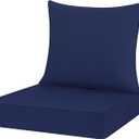 Outdoor Chair Cushions 24x24, Patio Furniture Cushions with Removable Cover, Outdoor Deep Seat Cushion Set with Ties and Handle, Waterproof Outdoor Cushions for Chair Sofa Couch, Navy