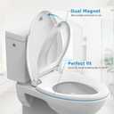 Elongated Toilet Seat with Built in Potty Training Seat, Potty Training Toilet Seat for Toddlers, Magnetic Kids Seat and Cover, Slow Close and Never Loosen, Fits both Adult and Child, White, 19"