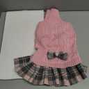 YUDODO Dog Sweater Dress for Small Dogs Girl with Bowtie Winter Warm Dog Turtleneck Sweater with Leash Hole Soft Puppy Knitwear Clothes Cute Doggie Dresses for Yorkie Chihuahua (Pink, M) (Medium (9-15 lbs))