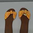 ANN TAYLOR Womens Sandals Orange Yellow Spots Knot Top Flat Dressy Slide, Size 9