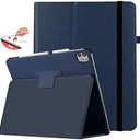 CASZONE Case for iPad Pro 11 inch 2024 M4(5th Generation) with Pencil Holder & Right Magnetic Attachment Pencil Charging,PU Leather Bifold Stand Tablet Cover with Auto Sleep/Wake,Dark Blue