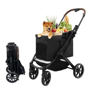 Dog Strollers for Small Dogs and Cat, Pet Stroller for Medium Dogs Cats Up to 45 lbs, One-Hand Fold, Cat Strpller, Black