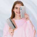 for Galaxy S24 FE 5G Case View Clear Window Leather Hard PC S24 FE Case Slim Mirror Kickstand Luxury Flip Shockproof for Samsung Galaxy S24 FE 5g Cover Protective (Gray)