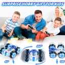 OSIMILY Remote Control Car 4WD with 360 Rotating Drift Stunt Rc Cars | 2.4GHz Remote Control with Cool Lights,All-Terrain Off-Road Toy | Ideal Christmas & Birthday Gift for Kids Ages 4-7 8-10 10-13 (Blue)