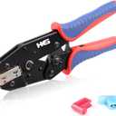HKS Crimping Tool for Insulated Flag Terminals - Ratcheting Wire Crimpers - AWG 22-14 (0.5-2.5mm) - Ratchet Terminal Crimper - Electrical Crimping Tool