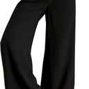 Sidefeel Corduroy Pants for Women 2024 Casual High Waisted Double Buttoned Stretchy Loose Fit Wide Leg Pants with Pockets (Large, Black)