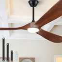 52" Ceiling Fans with Lights and Remote Control, Outdoor Ceiling Fan with Lights High CFM Quiet 3 Blade Wood Walnut Fan, Propeller Ceiling Fan for Outdoor/Indoor,Deep Walnut (52 INCH, Dark Walnut)