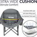Oversized Camping Chairs for Adults - Heavy Duty Padded Outdoor Folding Lawn XL Camp Chair with Cup Holder Cooler Pockets for Outside Sports Beach Fishing Garden Portable Supports 500lbs, Grey