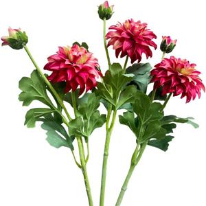 21" Artificial Dahlias,Silk Flowers with Stems,Winter Flowers Artificial for Decoration,Long Stem Artificial Flowers for Tall Vase,Wedding Party Decor Spring Decorations for Home (3, Dark Pink)
