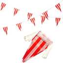 100 Feet Red & White Striped Pennant Banner Flags String 60 PCS Indoor/Outdoor Triangle Bunting Flags,Party Decorations Supplies for Carnival Circus,Kids Birthday,Festival Celebration