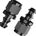 2Pcs Straight 6AN Female to 3/8" Push Lock Hose Fitting End for Rubber Fuel Line, Black Hard Two Stage Barb Aluminum Anodized Connector, Automotive Accessories for Vehicle Fuel Oil Line Modification