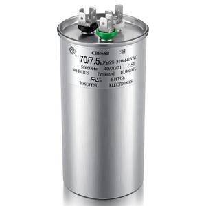 Dreyoo 70+7.5 uF 370/440V CBB65 Dual Run Round Capacitor for AC Motor, HVAC Capacitor, Air Conditioner Replacement, Heat Pump, Fan Start, Condenser Straight Cool, UL Listed