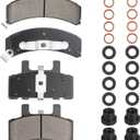 Front Ceramic Disc Brake Pads Set for Chevy Express 1500 96-02, Blazer 92-94, C1500 88-99, C1500 Suburban 92-99, C2500 88-00, Astro 90-02, Cadillac Escalade 99-00, 4PCS(With Hardware)