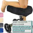 Vive Mobility Knee Scooter Pad Cover - Soft Plush Adult Sheepskin Memory Foam Cushion, Walker Accessory for Knee Roller, Padded Accessories Leg Cart Improves Comfort with Injury, Universal Fit (Black)