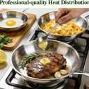 Umite Chef 5 Ply Stainless Steel Frying Pan 8 inch, Non Toxic Professional Stainless Steel Skillets, Dishwasher and Oven-Safe Chef Pan, PFOA&PTFE Free Cookware, Fast & Even Heat, Stay-Cool Handle