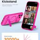 BXYJY for iPhone 17 Pro Magnetic Case with Kickstand, Camera Control, Compatible with MagSafe, Full Lens Protection, Military Grade Shockproof, Translucent Slim Thin Cover for iPhone 17 Pro, Hot Pink