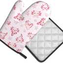 Cute Cartoon Axolotl Oven Mitts and Pot Holders Heat Resistant Oven Mitts Safe for Baking Cooking BBQ