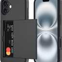 Qinmay Compatible with iPhone 17 Case Wallet,Built-in Card Holder, Heavy Duty Protective Dual Layer Shockproof Hidden Card Slot Slim Wallet Phone Cover for iPhone 17 Black